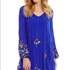Free People Oxford Royal Blue Embroidered Dress